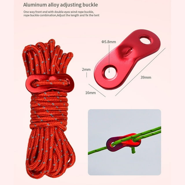 serony 4X Corde Réfléchissante pour Tente Cordon Parachute Haute Résistance Finition Bricolage Accessoires Extérieurs Universels Pièce de Rechange Rouge
