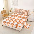 thumbnail image 2 of Homewish Skull Skeleton Plaid Queen Sheets,Happy Halloween Queen Sheet Sets,Orange White,4-Piece,1 Flat Sheet, 1 Fitted Sheet and 2 Pillowcases, 2 of 6