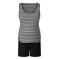 thumbnail image 4 of Celivon Womens Maternity Pajama Set Striped Crewneck Chemise And Boyshort Loungewear Sets, 4 of 4