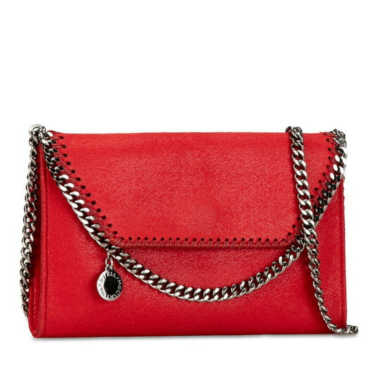 Pre Owned Stella McCartney Falabella Chain Shoulder Bag Red Polyurethane Women s Good Walmart
