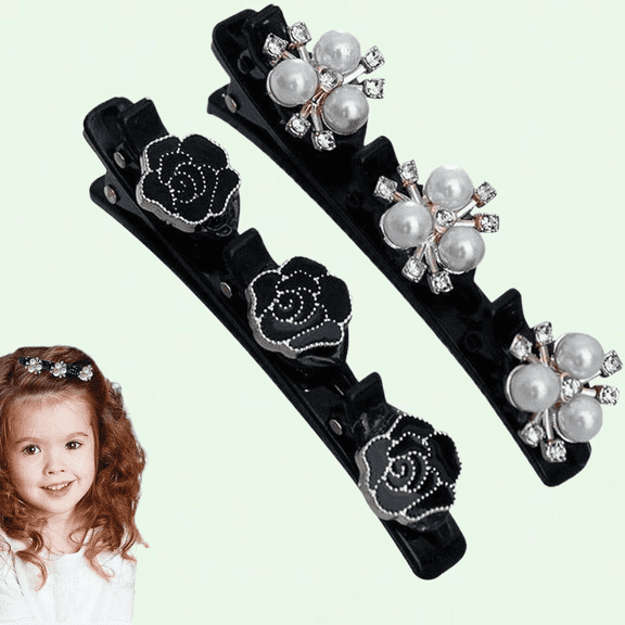 Rhinestone Hairpins for Women - Crystal Hair Clips Party Barrettes with Rhinestones Flowers - Girls Hair Accessories for Short Hair, Thick Hair