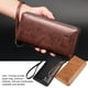 thumbnail image 5 of Sonducket Cartera con cremallera larga para hombre, bolsa para dinero y crédito, monedero, tarjetero, teléfono plegable Vertical antirrobo para Carteras Caqui, 5 of 6