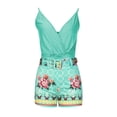 thumbnail image 4 of Moda mujer Sexy verano cuello en V sin mangas sólido Top + conjunto de pantalón estampado Froral Wmkox8yi  bvn1046, 4 of 8