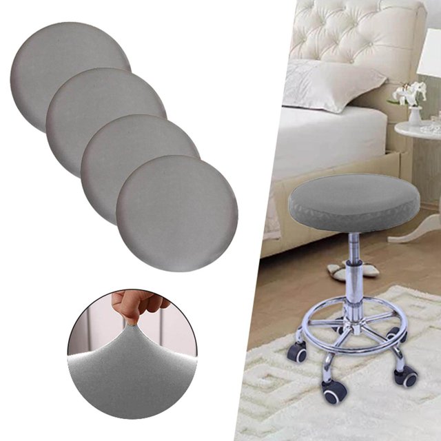 Bar Stool Cushion Round Durable Soft Washable barstool covers Stool Slipcover circle barstool for 12-18 inch Chair gray