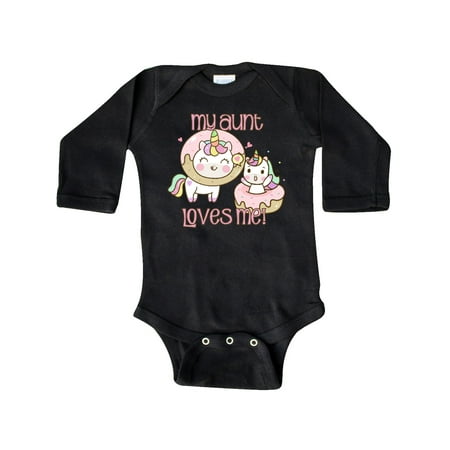 

Inktastic My Aunt Loves Me Unicorn Gift Baby Boy or Baby Girl Long Sleeve Bodysuit