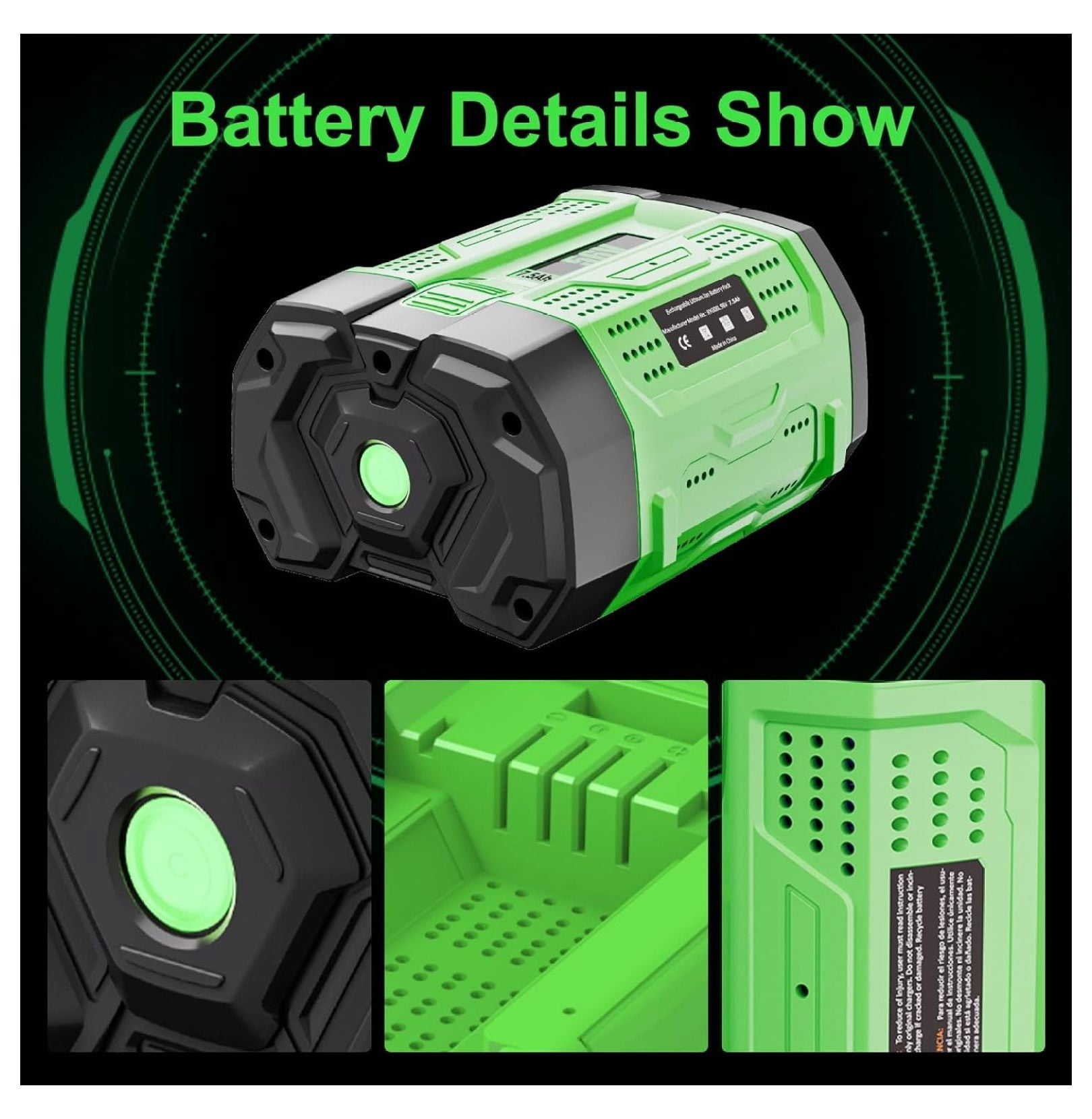 56V 7.5Ah EGO Battery Replacement - 7500mAh Lithium BA2800 BA4200 for EGO 56 Volt Power Tools CS1604 CS1804 LB6504 HT2400