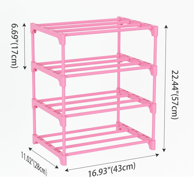 Bug Hull 4-Tier Narrow Shoe Rack, Pink photo 5