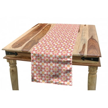 Moroccan Table Runner, Pastel Colors of Classic Mosaic Inspirations Pattern, Dining Room Kitchen Rectangular Runner, 3 Sizes, by Ambesonne