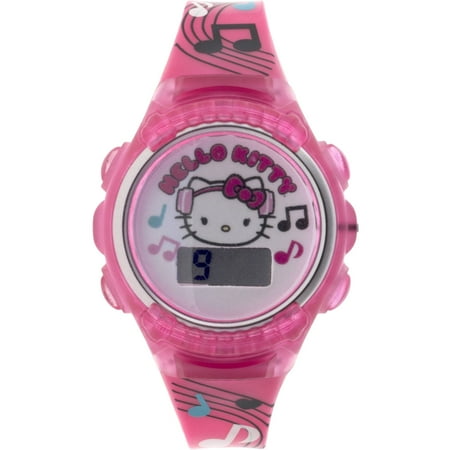 Hello Kitty Girl's Pink Music Note Flashing Lights Watch