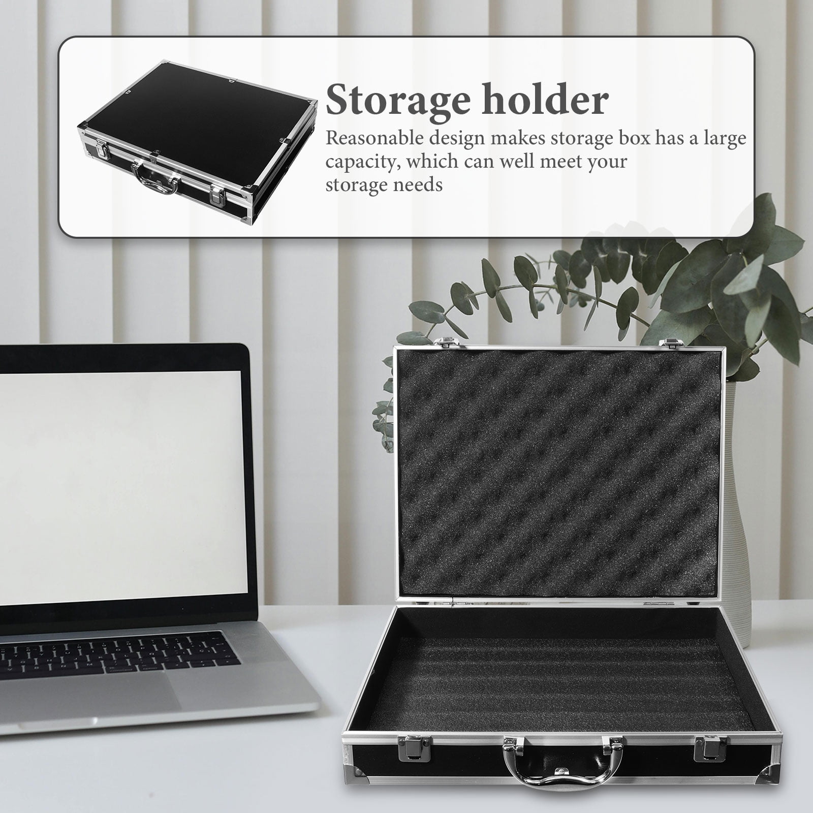 FUTUREORYY Large Black Metal Tool Case with Portable Design High Capacity Storage Box for Tools and Accessories