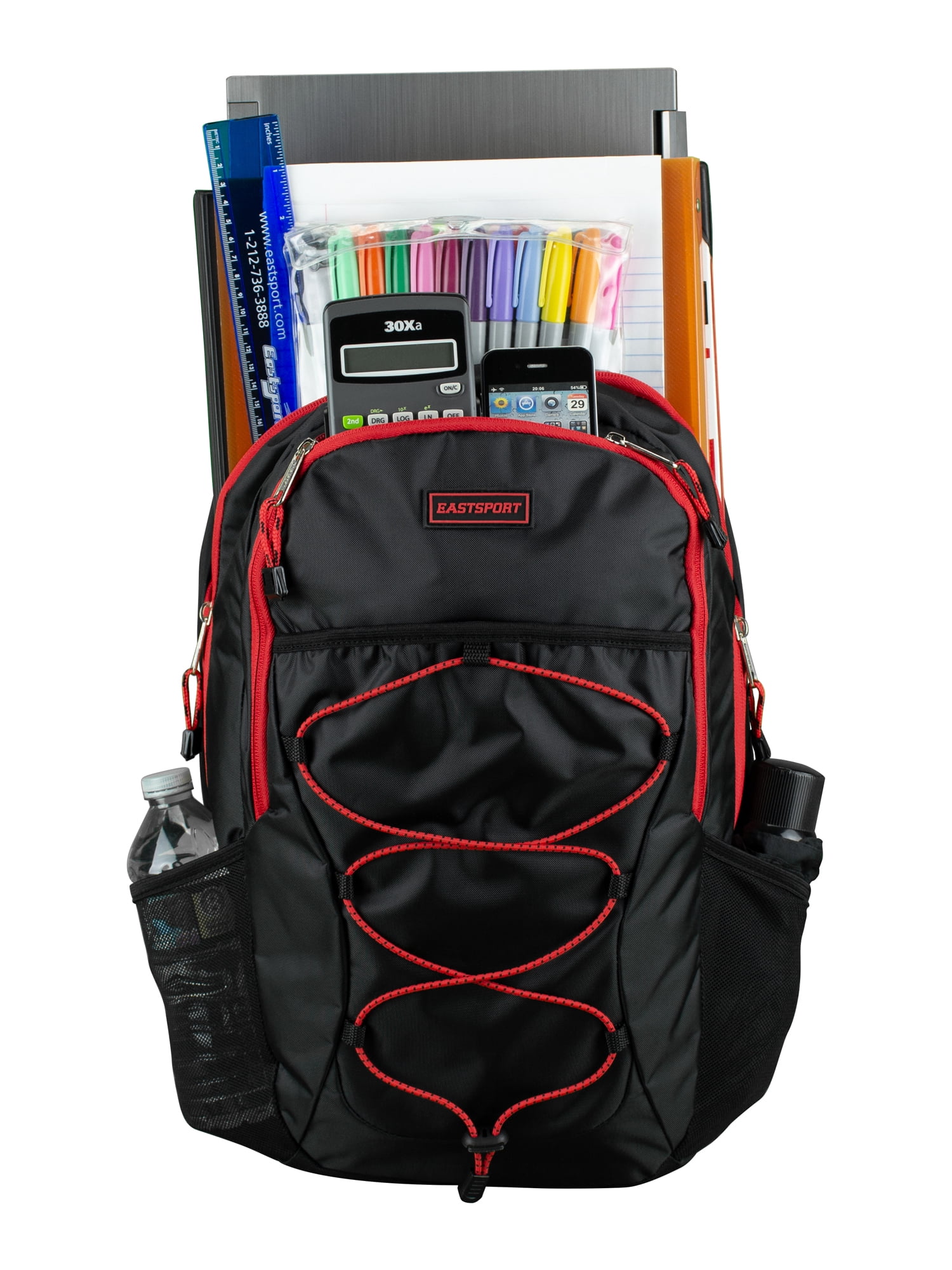 Eastsport Unisex Trailblazer Backpack, Black/Red