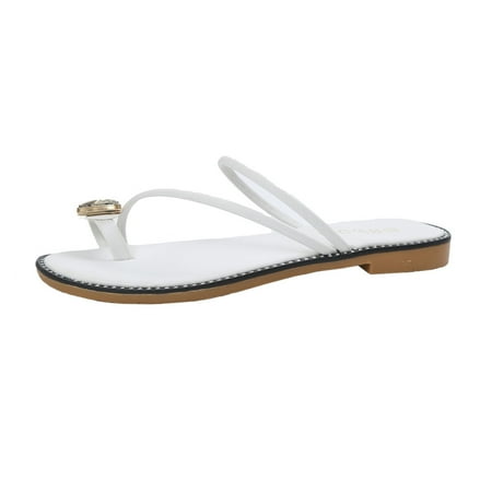 

GWAABD Boot Slippers for Women Indoor Outdoor Fashion Women Rhinestone Flat Heel Anti Skidding Beach Shoes Sandals Slipper