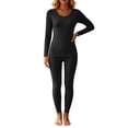 thumbnail image 5 of Edvintorg Matching Sets Women Plus Size Fashion Crew Neck Long Sleeve Top and Pant Thermal Fleece Outfits 2 Piece Loungewear Women Clothing Black S, 5 of 9