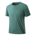 thumbnail image 2 of Hfnxid Men's Muscle Shirt Slim Henley Short Sleeve Shirts Crewneck Lightweight Longline T-Shirt Gym Workout Athletic Shirt Tees with Button Mint Green XXL, 2 of 7