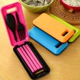 thumbnail image 2 of 3PCS Plastic Silverware Folding Utensils Set Forks Spoon Chopstick Travel Cutlery with Storage Box for Camping Travel Survival，yellow, 2 of 5