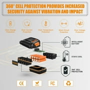 2-Pack Vanon 20V 4.0Ah Power Tool Battery Set for Worx WA3520 WA3525 WG629 WG155s WG156 WG251s WG255s WG540s WG890 WG891 WG921