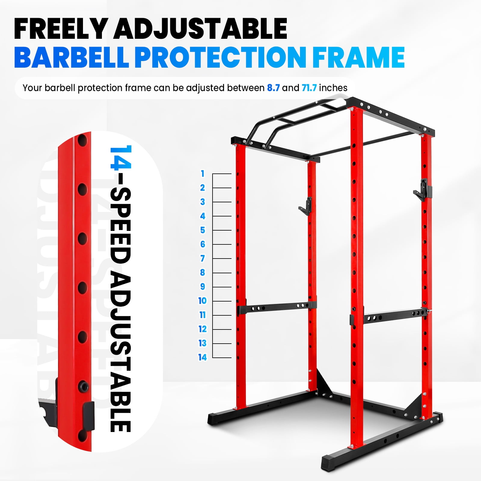 550Lbs Capacity Squat Rack, Adjustable Barbell Rack, Multi-Function Weight Lifting Stand for Home Gym Bench Press