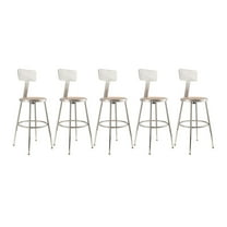 National Public Seating (5 Pack) NPS® 19"-27" Height Adjustable Heavy Duty Steel Stool With Backrest, Grey