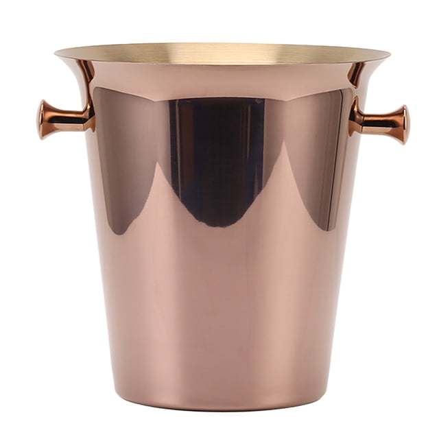 Seau à Glace, Seau à Vin en Acier Inoxydable de 5L, Bain de Glace Isolé pour Champagne, Contenant à Boissons Congelées avec Poignées pour BBQ, Bars, Fêtes