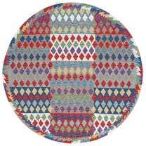 SAFAVIEH Aspen Ludwig Tribal Area Rug, Red/Blue, 7' x 7' Round