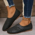 thumbnail image 4 of Women's Flat Shoes Comfortable Breathable Solid Color Round Toe Trendy Casual Footwear for Fall Leisure Outdoor Walking Black,40, 4 of 9