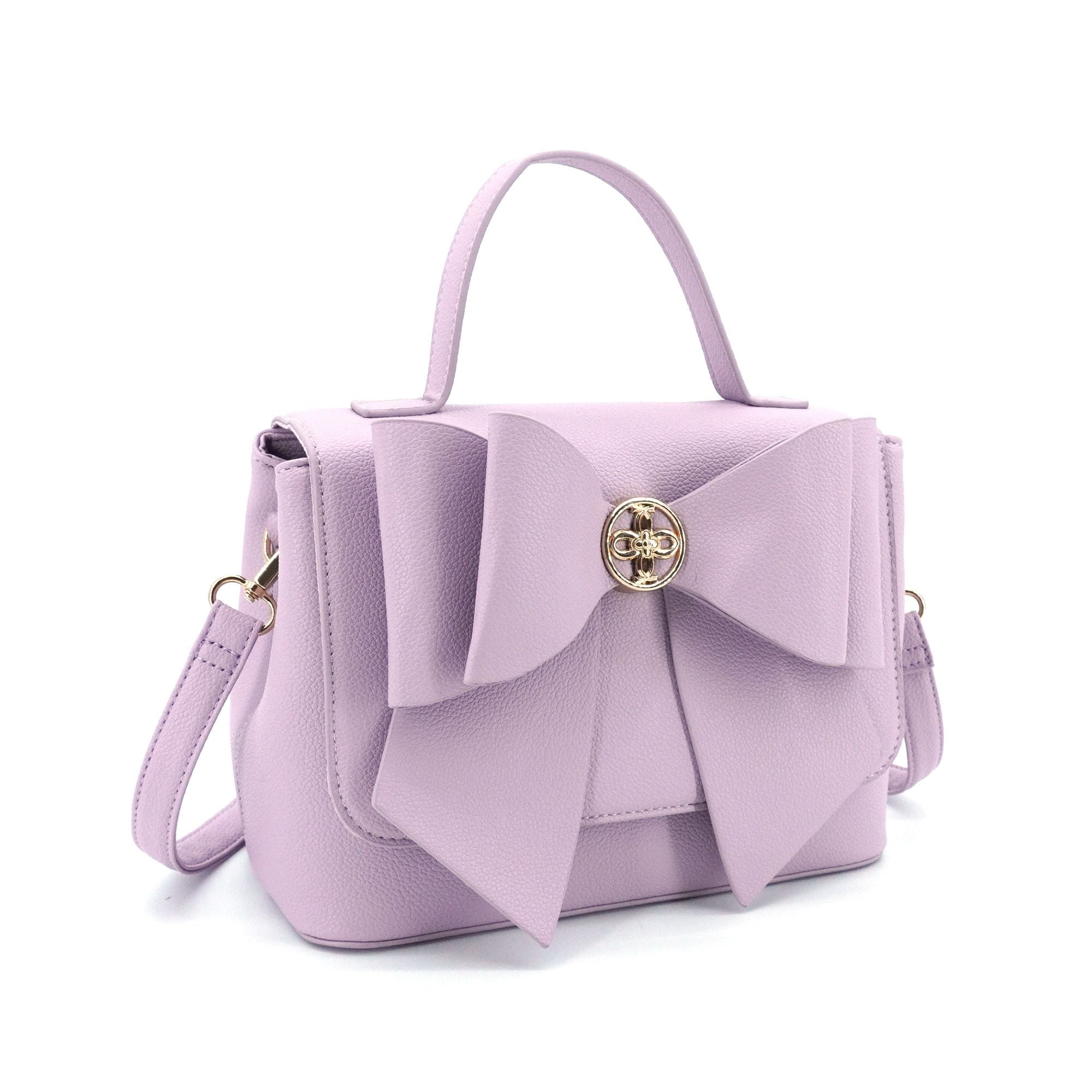 Like Dreams Women's Vegan Leather Adjustable Eva Double Bow Everyday Crossbody, Lilac