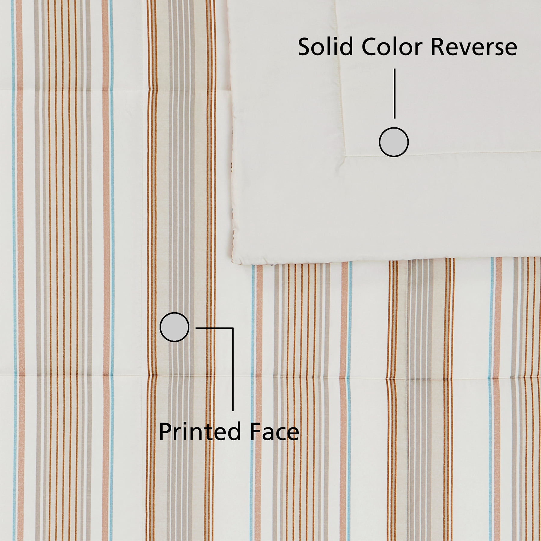 Mainstays All in One Reversible Comforter and Sheet set- 5 Piece, Twin, Beige Stripe