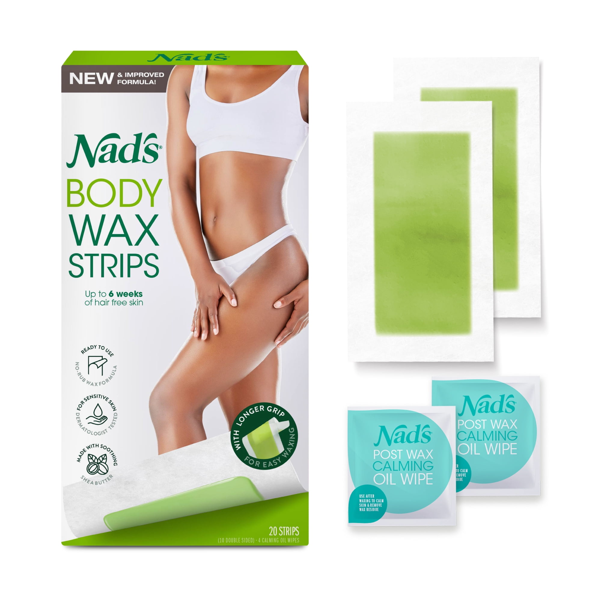 Nad's Body Wax Strips for Full Body Hair Removal, 20 ct