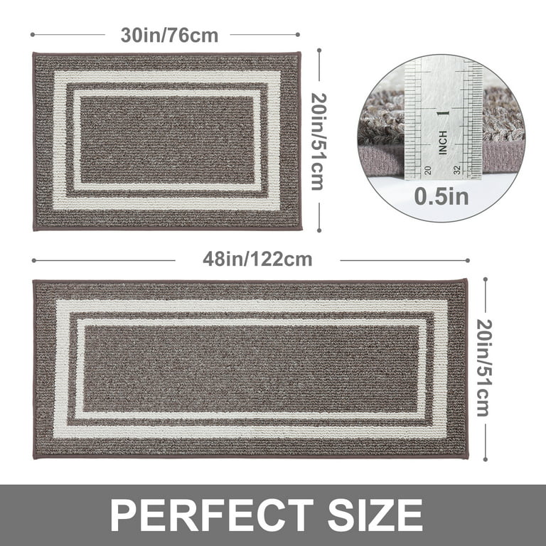 COSY HOMEER Kitchen Rugs 2 Pieces, 20x48+20x30, Absorbent and  Stain-Resistant Kitchen Mats Non-Slip, Machine Washable Kitchen Floor Mat,  Rugs for Kitchen, Floor and Home, Brown 