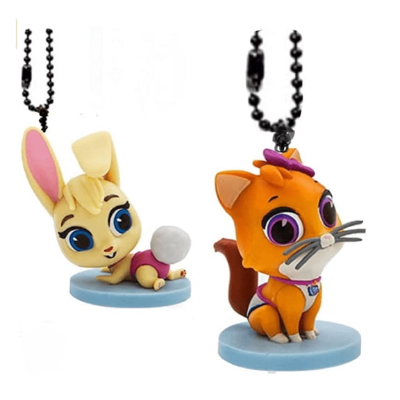 Mia Kitten & Blondie Bunny Keychain Dangler PVC Ornament Tiny Tots Transport 2”