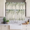 thumbnail image 4 of 3 Piece Kitchen Curtains and Valances Set Sage Green Cafe Curtains 36 Inch Length Eucalyptus Leaves Valance & Tier Curtain for Living Room Bedroom Small Window 54"x18"+27"x36"*2, 4 of 6