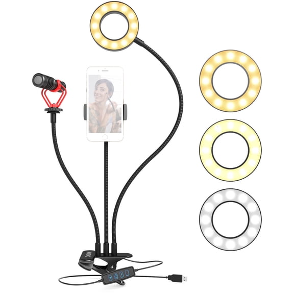 Movo Photo VGC-3 VXR10 Selfie Ring Light Kit with Cardioid Microphone
