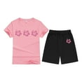 thumbnail image 4 of Zhuashum Kid Girls Outfits 6-7 Years Letter Pattern Clothes Round Neck Short Sleeve Set Leisure T Shirt Short Elegance Girls Clothing Pink, 4 of 4