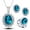 Blue-7, variant on Fiaya Women Elegant Crystal Jewelry Set, Wedding Necklace Earrings Ring Set of 4, Prom Party Costume Jewelry Accessory for Women and Brides (Blue-7)
