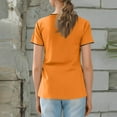 thumbnail image 3 of Domzest Scrub Tops Women Clearance Soft Basic Color Short Sleeve Scrub Shirts Dressy V Neck Nurse Working Uniform Medical Workwear Tee with Pocket Orange L, 3 of 4
