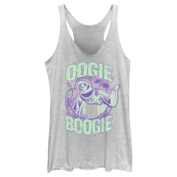 Women's The Nightmare Before Christmas Slimy Oogie Boogie Racerback Tank Top White Heather 2X Large
