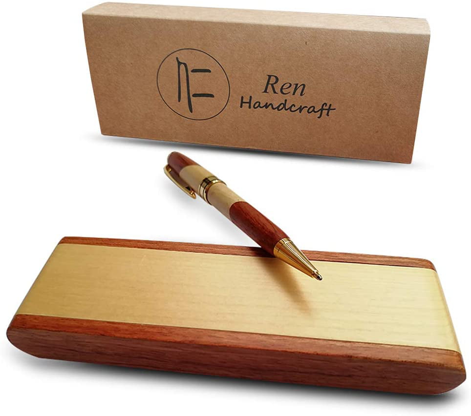 3 Pcs Wooden Pens with Gift Case/ Best Writing Fountain Pen Ballpoint Pen and Gel Pen with Refills