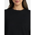 thumbnail image 4 of Time and Tru Women’s Ribbed Panel Sweatshirt with Long Sleeves, Sizes XS-XXXL, 4 of 5