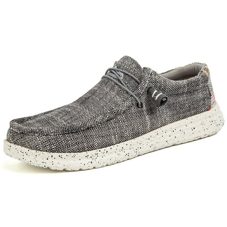 Mens Casual Canvas Slip-on Loafers Shoes Men Lightweight Boat Shoes Comfortable Softsole Walking Shoes 11 US Men Gray 11.02  Heel to Toe