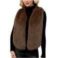 thumbnail image 4 of AUNVITO Women Sleeveless Faux Fur Vest Solid Color V-Neck Thermal Warm Winter Coat Jacket No Sleeve Outerwear, 4 of 8