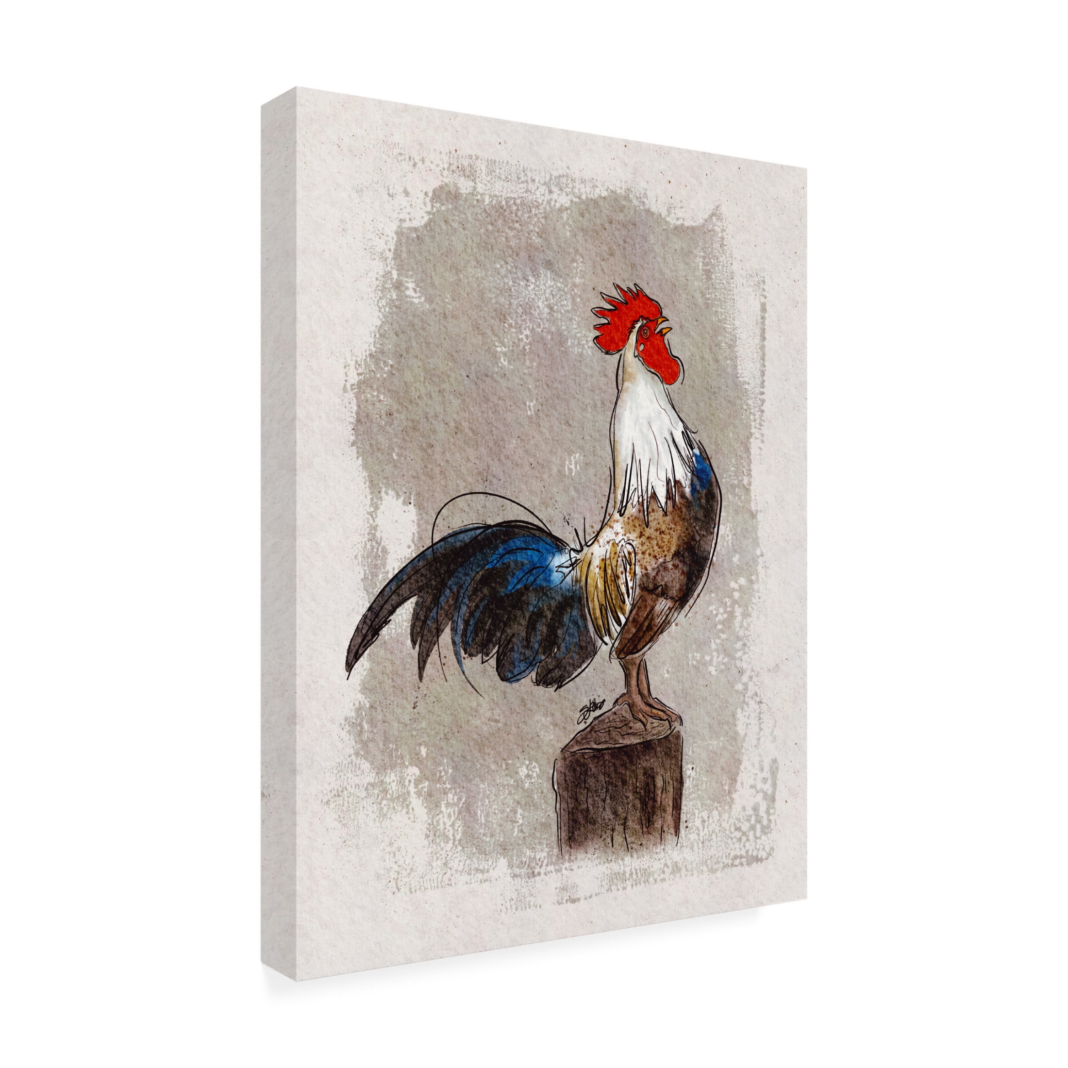 Canvas Wall Art - Shanda Louis 'Cock-a-doodle-do' Wall Art for Living Room, Bedroom, or Office Décor by Trademark Fine Art - 18 x 24 Inches
