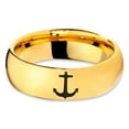 thumbnail image 2 of Tungsten Anchor Band Ring 7mm Men Women Comfort Fit 18k Yellow Gold Dome Polished, 2 of 4