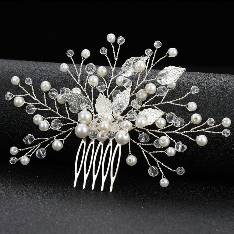 Nvzi-a Bridal Flower Wedding Hair Pins Crystal Pearl Hair 