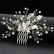 thumbnail image 2 of Nvzi Horquillas para el pelo de boda con flores para novias, peinetas con perlas de cristal, pinzas para el pelo, accesorios para el pelo de boda dorados, joyas plateadas, 2 of 4