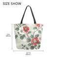 thumbnail image 5 of FORMRS Womens Canvas Tote Bag with Zipper Inner Pocket Shoulder Handbag, Red Floral Pattern, 5 of 7