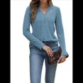 thumbnail image 1 of Suéter de Mujer con Cuello en V y Larga, Tops de Otoño, Ropa Informal de Moda Azul Real S, 1 of 7