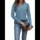 thumbnail image 1 of Suéter de Mujer con Cuello en V y Larga, Tops de Otoño, Ropa Informal de Moda Azul Real S, 1 of 7