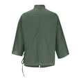 thumbnail image 3 of dGslk Women’s Loose Fit V Neck Wrap Blouse with Adjustable Waist Tie and 3/4 Sleeve Lightweight Casual Top for Work and Daily Wear Dark Green 2XL, 3 of 4