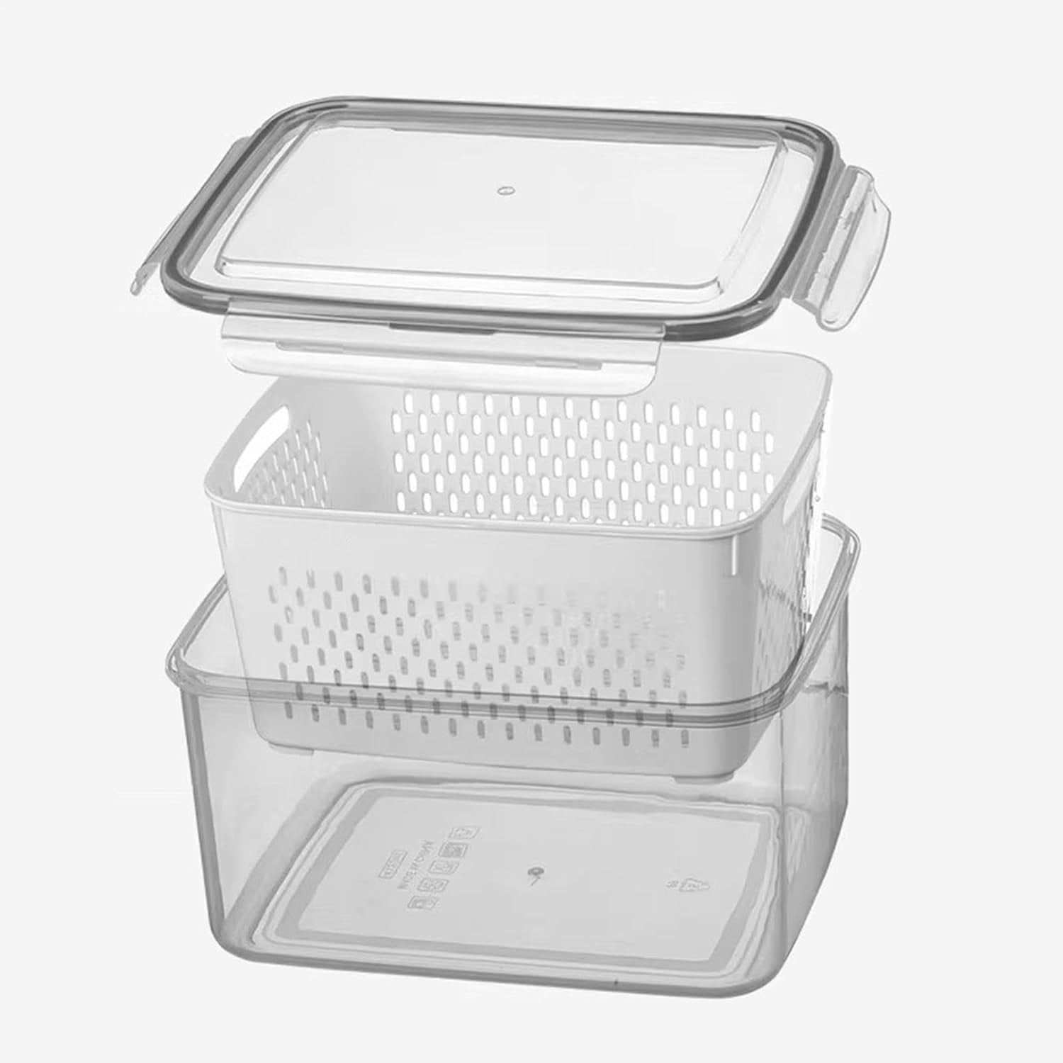 Fresh Produce Keeper - 2 Pack BPA Free Fridge Container, Salad Spinner Box With Strainer Insert, Leakproof Vegetable Saver For Crisper Drawer, Stackable Fruit Tote For Meal Prep, Lunch