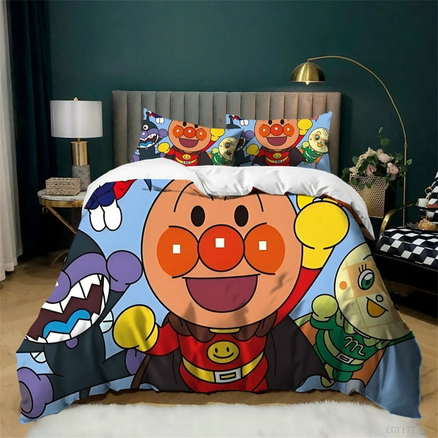 Bedding Set Lightweight Quilt Cover Duvet Cover Set Ultra Soft 3 Pieces for Kids All-Season Classic Anpanman Comforter Set